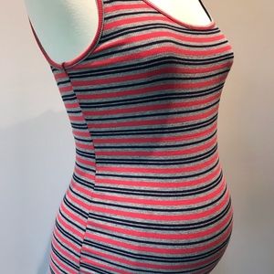 Maternity BodyCon Tank Dress- Striped Rib Knit